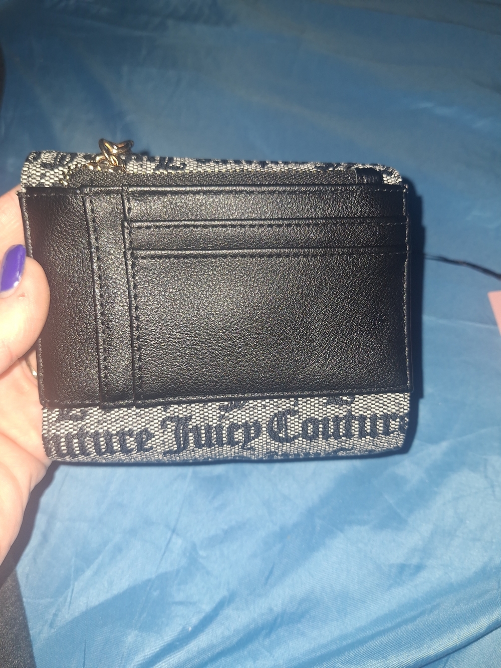 Juicy Couture Black Logo Chain-Trim Women's Wallet - Picture 5 of 7